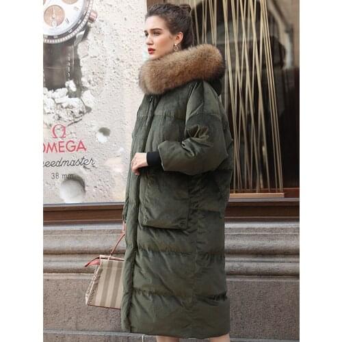 Oversize 2020 winter jacket women down jackets womens white duck down coats real fur hood golden velvet loose down outerwear