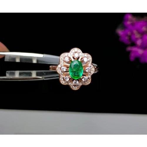 Exquisite green emerald gemstone ring women silver ring fine jewelry natural real gem 925 sterling silver ring gift 5x7mm size