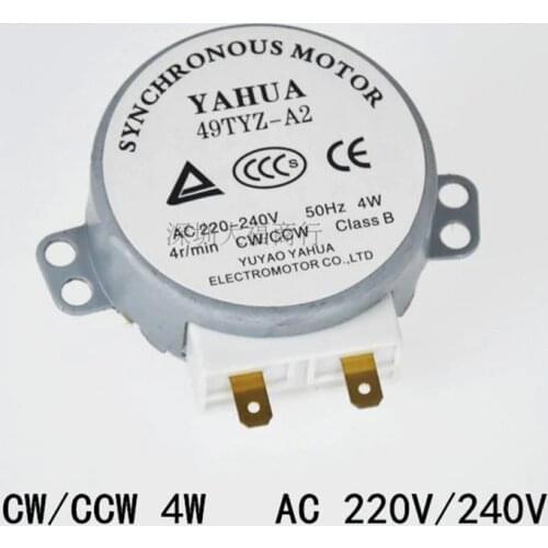 1Pc x Microwave Motor CW/CCW 4 W 50/60 Hz 5/6 RPM AC 220-240V Rotary Table Synchronous 49TYZ-A2