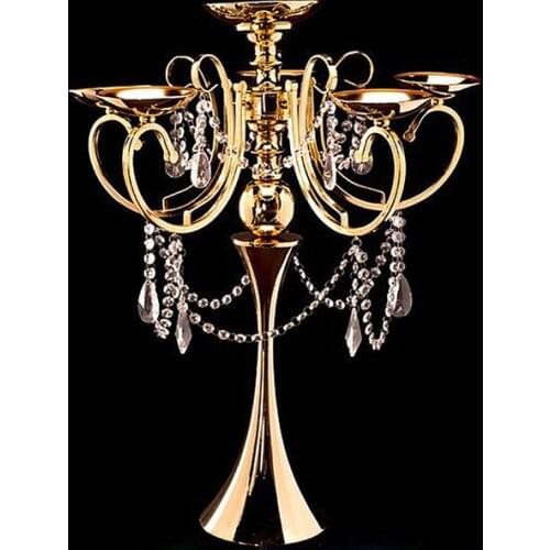 10pcs)Factory price wedding ceremony set metal 5 arm candelabra ,silver candle holder , metal iron candle sticks yudao1523