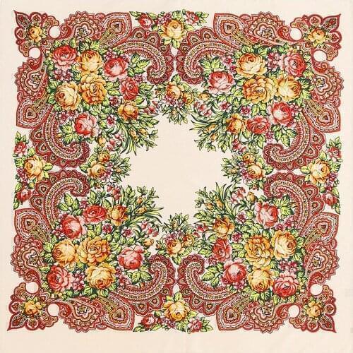 100% Silk Scarf Women Square Scarves Wrap Spain Retro Floral Print Bandana Neckerchief Female Foulard Silk Hijab Lady Bufandas