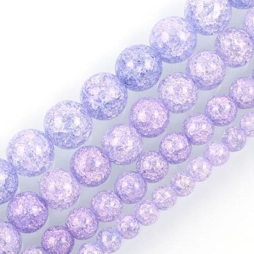 15"Strand Dark Purple Round Cracked Crystal Stone Beads Loose Spacer Beads For Jewelry Making Bracelet Neck 6-12mm