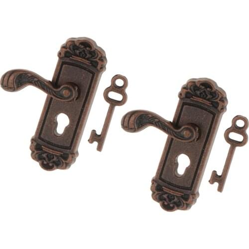 2pc 1:12 Scale Door Knob Left Handle Key Dollhouse Miniature DIY Accessories