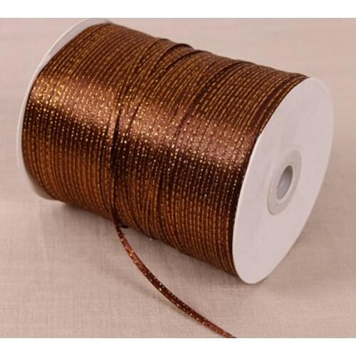 3mm 1/8" solid satin ribbon w/gold wedding decoration candy cake wrapping craft accessories scrapbook material 20yards 32