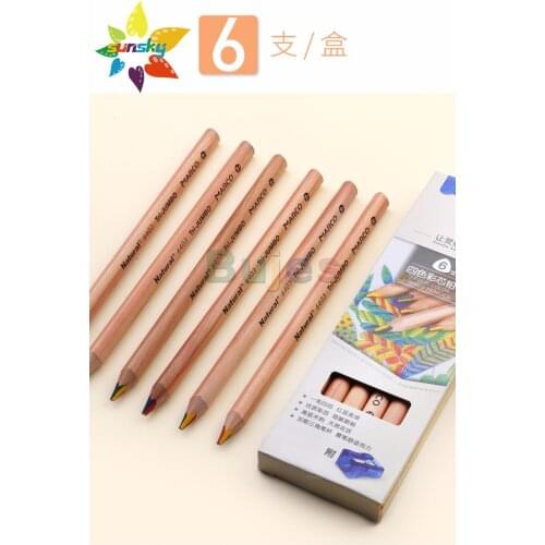 6pc 4 in 1 multicolor color pencil rainbow drawing pencil magic scholar painting pencils school kindergarten kids hand painting