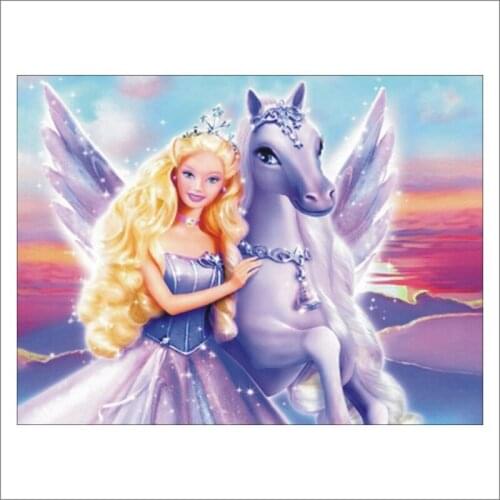 5D DIY Diamond Girl White Horse Almighty Diamond Embroidery Mural Home Decoration Cross Stitch Set Children Room Decoration T052