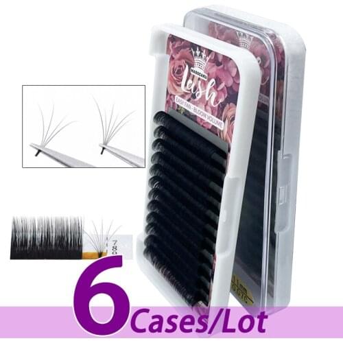 6pcs/lot Outstanding quality silk mink korea PBT material eyelash extensions camellia c/d volume lashes fan for professionals
