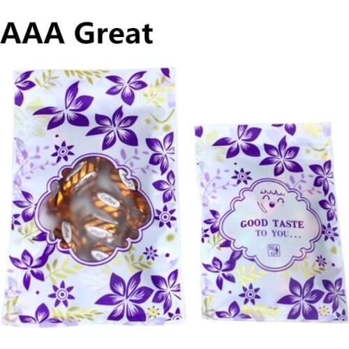 AAA Great 100Pcs/Lot Bag Packaging Pouches Food Coffee Tea Plastic Flowers Window Clear Storage Zip Lock Bag Candy Snack Pouches
