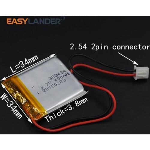 3.7V 400mAh li Polymer Li-ion Battery For MP3 MP4 mouse GPS PSP Lampe speaker toys Remote controller DIY PAD 383434 403434