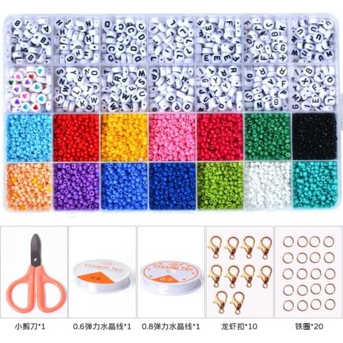 28 grid 3mm glass rice beads DIY Beaded Bracelet materials early education puzzle letter beads Amazon 3mm 4mm
