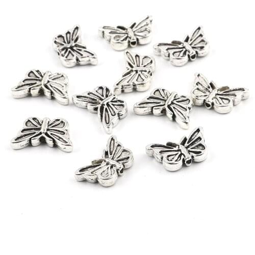 Insect Spacer Beads Butterfly Animal Antique Silver Color Loose Spacer Beads DIY Making Bracelets Jewelry About 17mmx10mm,50PCs
