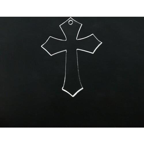 10pcs /lot Blank Transparent Acrylic Crystal Necklace Pendant Cross For Women Men Ladies Crucifix Christian Ornament Gift