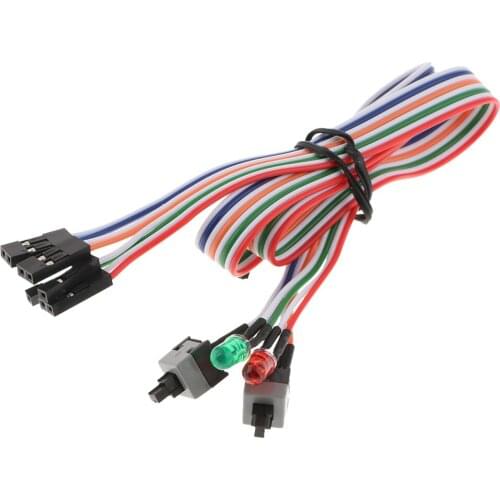 60cm ATX PC Desktop Case Power on Off Reset Dual Switch Cable 2 X LED Lights