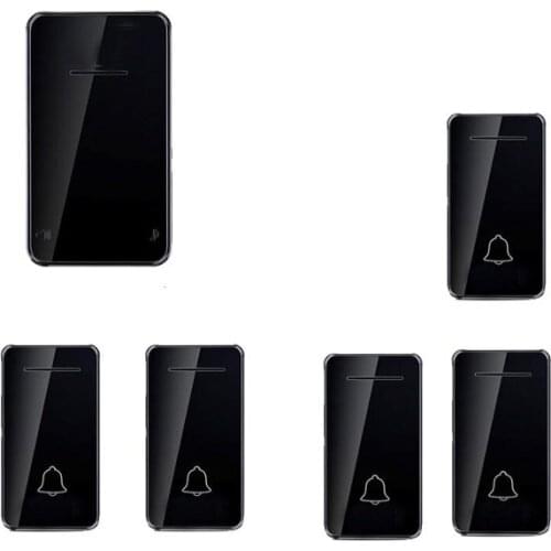 Black Emitter free of battery bell kits 5 emitters wireless door bell 110-220V wireless doorbell ip44 200M door chime door ring