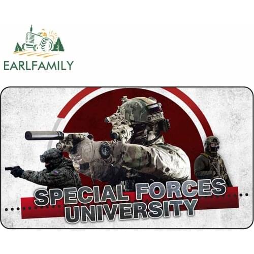EARLFAMILY 13cm x 7.3cm Russian Special Forces University Vinyl Car Sticker Auto Motorcycle Decal Window Car Bumper Decoration