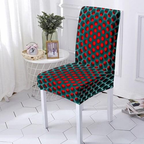 3D Printed Geometric Chair Cover Dining Elastic Chair Covers Spandex Stretch Elastic Seat Cover Anti-dirty Removable 1/2/4/6PCS