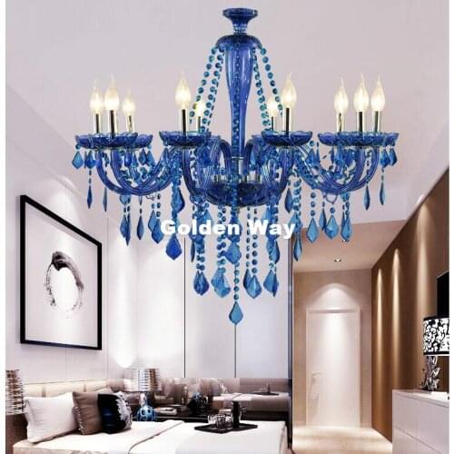 European Blue/ Green/Purple Crystal Chandelier LED lustres de cristal Decora Modern Purple Crystal AC Chandelier Home Lighting