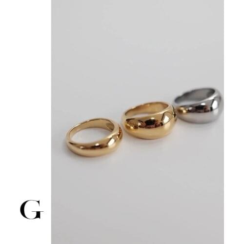 GHIDBK 2021 Hot Sale Minimalist Street Style Irregular Gold Silver Color Arc Glossy Stainless Steel Rings Women Fashion Jewelry