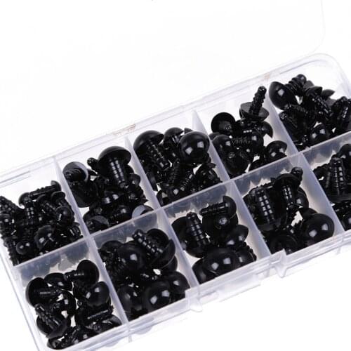 142pcs 6-10mm Black Plastic Crafts Safety Eyes For Teddy Bear Soft Toy Animal Doll DIY Accessories