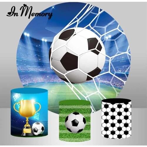 InMemory Sport Football Theme Round Backdrop Cover Soccer Cup Boys Birthday Party Circle Photography Backgrounds Plinth Covers