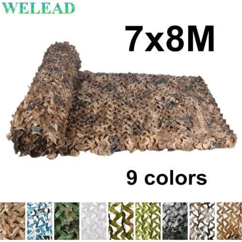 WELEAD 7x8M Reinforced Camouflage Nets Military Sand for Outdoor Awning Garden Shade Camo Network Mesh Cover 7*8M 8*7M 8x7 7x8