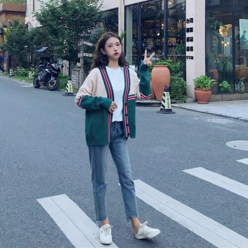 Cardigan Sweater Women Loose V-neck Cardigan Knitted Christmas Sweater Coat Womens Jumper Plus Size