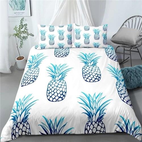 Gold Pineapples Bedding Set Single Double Tropical Fruit Duvet Cover Nordic Style Teens Quilt Cover Pillowcase 3 Piece Girl Gift