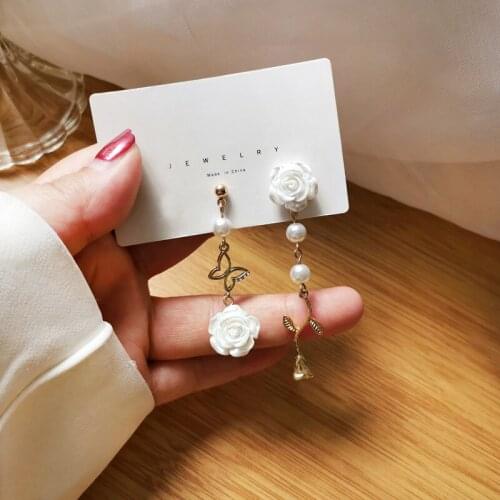 ZA exaggerated handmade crystal flower earrings creative long beaded earrings jewelry