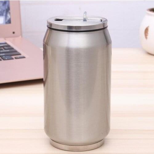 12oz Stainless Steel Cola Can Water Cups Outdoor Portable Vacuum Insulated Tumbler Mug With Straw LX7141
