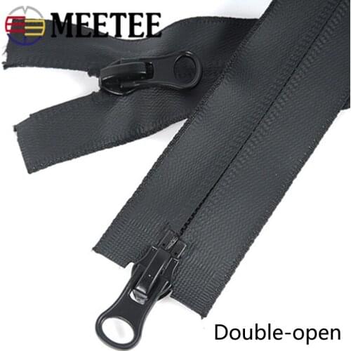 Meetee 2pcs 60-100cm Black Nylon Waterproof Zippers Open-End Zipper for Sewing Repair Kit Bags Garment Textile DIY Accessories