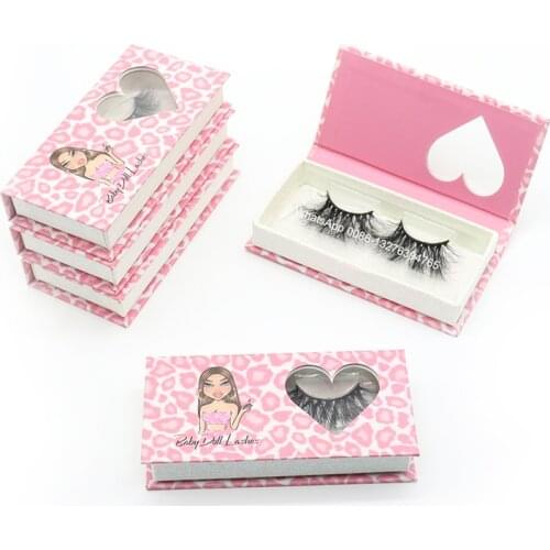 Sweet Baby Pink Eyelash Box With Heart Window Wholesale 5D Mink Lashes for Makeup Custom Lashbox Packaging With Logo