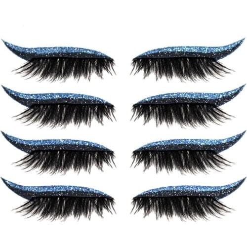 4Pairs Reusable Waterproof Eyelash Stickers Makeup Stickers Beauty Tool Shiny Party Charming Eyelid And Eyelash Stickers