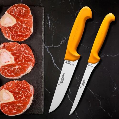 Lazbisa Kitchen Knife Set Butcher Meat Fish Fillet Knife and Butcher 1 Gold Series