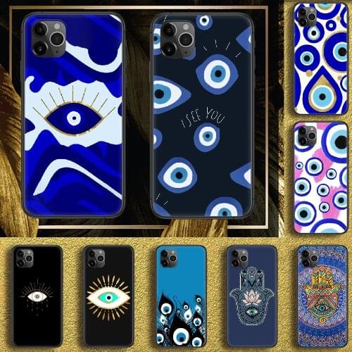 Nazar Boncuğu Evil eye Phone Case Cover Hull For iphone 5 5s se 2 6 6s 7 8 12 mini plus X XS XR 11 PRO MAX black luxury prime