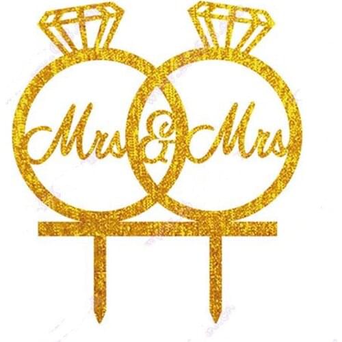 New Wedding Acrylic Mr&Mrs Cake Topper Diamond Ring Acrylic Cupcake Topper For Mariage Engagement Party Wedding Cake Decorations