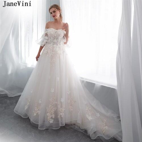JaneVini Charming Light Champagne Long Bridesmaid Dress A Line Lace Applique Sweetheart Tulle Women Elegant Dresses for Weddings
