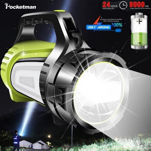 120W Portable Searchlight USB Rechargeable Flashlight Waterproof Portable Spotlight Ultra-long Standby Torch USB Output Lantern
