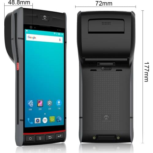 Rugged Android 9.0 Terminal PDA Handheld Mobile Receipt Scanner Devices with Built-in Printer Android POS Terminal with Printer