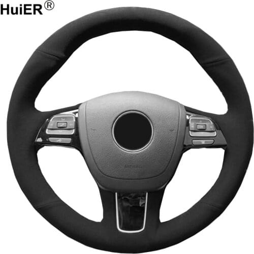 Hand Sewing Car Steering Wheel Cover Suede Wrap For Volkswagen VW Touareg 2011 2012 2013 2014 2015 2016 2017 Car Accessories
