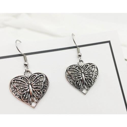 Heart Pendant Earrings For Women 2021 Fashion Butterfly Cross Dinosour Angels Wings Drop Earrings Jewelry Girls Wholesale