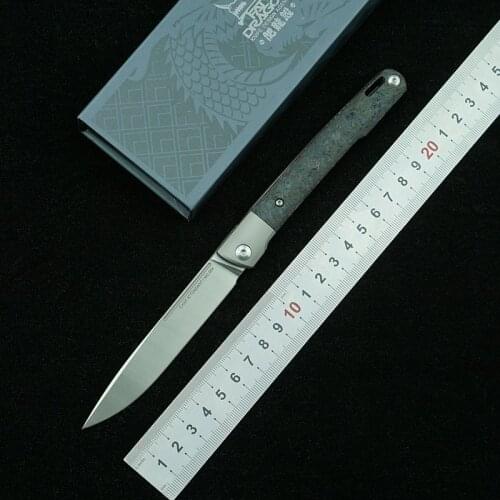 LEMIFSHE folding knife M390 blade titanium/carbon fiber handle camping outdoor survival kitchen fruit knife EDC tool