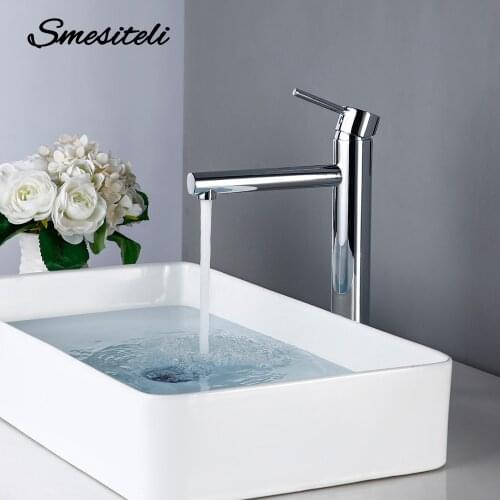 Smesiteli Bathroom Faucet Polished Chrome Extended brass single hole household hot and cold water faucet kitchen bathroom