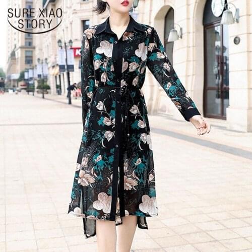 Summer Super Thin Floral Chiffon Cardigan Sun Protection Women Long Blouses Half Sleeve Loose Flower Print Blouse Shirts 9121 50