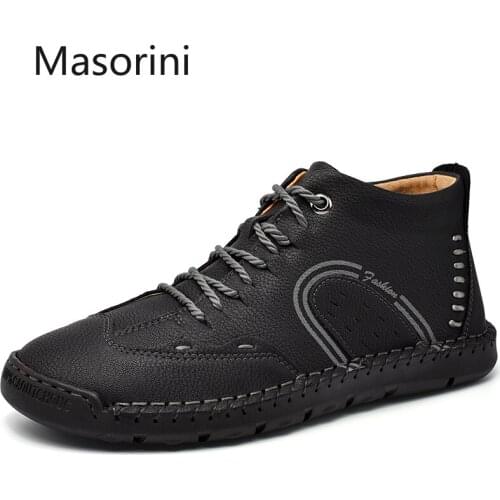 Trend High Quality 2020 Mens Boots Leather Men Ankle Boots Lace Up Mens Shoes Retro Designer Autumn Men Motorcycle Boots 38-48