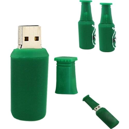 Beer Usb Flash Drive 64GB 32GB Memoria Usb Stick 256GB Pendrive 128GB 16GB 8GB 4GB Bottle Memory Stick Green Pen Drive U Disk