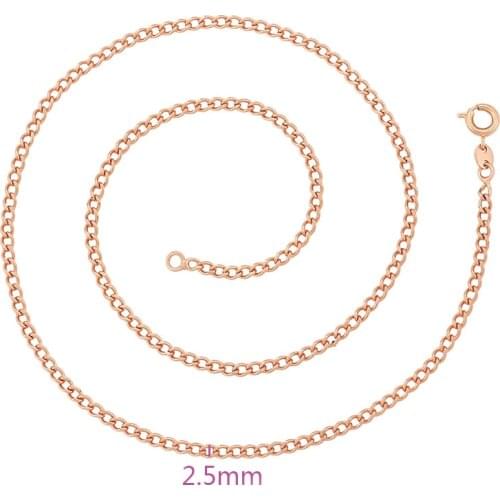 XP Jewelry --( 44 cm * 2.5 mm) Rose 585 Gold Color Chain Necklaces for Men Women Fashion Jewelry Nickel free Copper