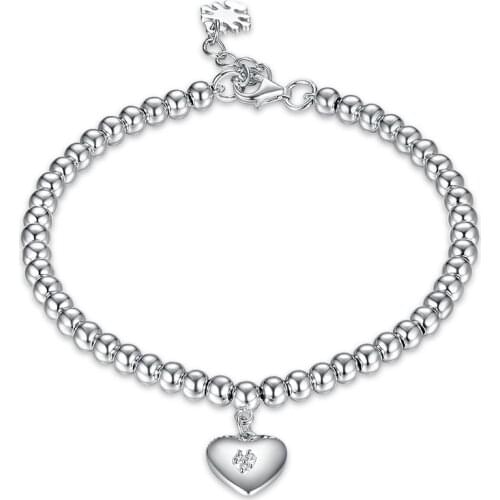 ZEMIOR 925 Sterling Silver Bracelet Exquisite Fashion Personality Jewelry Bead Heart Bracelet Anniversary Gift for Girlfriend