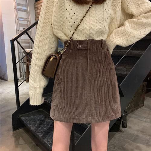 Woman Skirts Autumn And Winter Corduroy High Waist A- Line Skirt Skirt Womens Skirt Mujer Faldas Saias Mulher