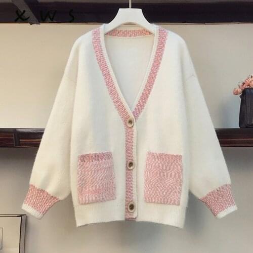 2020 Women Winter Sweater and Cardigans Harajuku Loose Warm Cardigan Women Lantern Sleeve oversize Long Sleeve Winter Coat