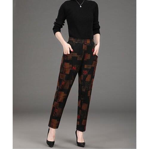 2021New Winter Thick Add Velvet Warm Lamb Wool Sweatpants Elastic Waisted Lace Up Casual Trousers Women Black Cotton Harem Pants